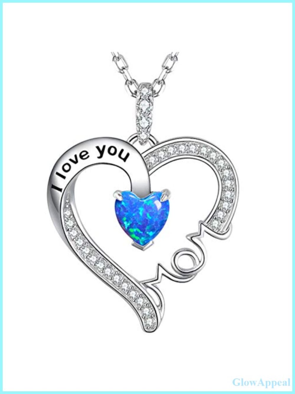 Sterling Silver Heart Pendant Necklace October Birthstone Mom Gift